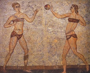 Gioco con la palla. Mosaico di Villa del Casale, Piazza Armerina (Sicilia), IV d.C.